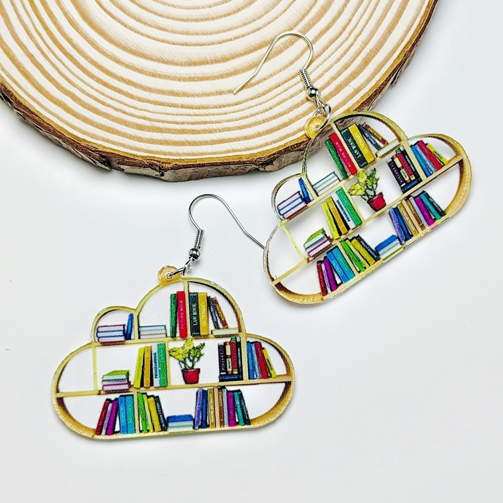 Wholesale Bookshelf Love Cloud Earrings Gift Acrylic Earrings ACC-ES-Qiyu005