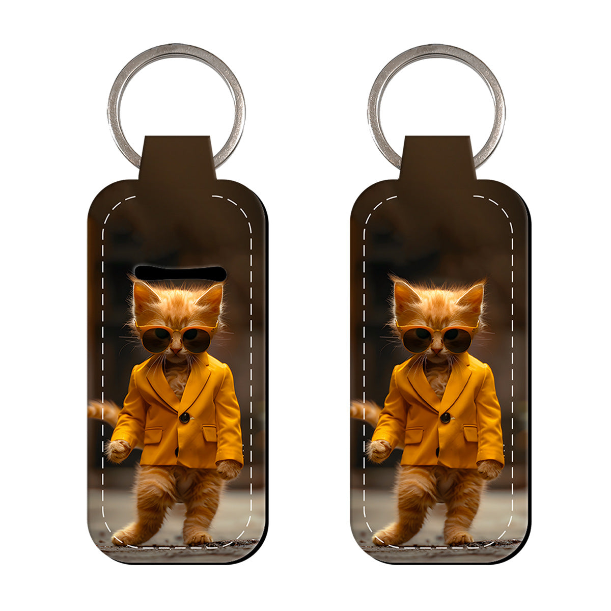 Wholesale 6pcs Cartoon Animal Cat Lipstick Cover Keychain