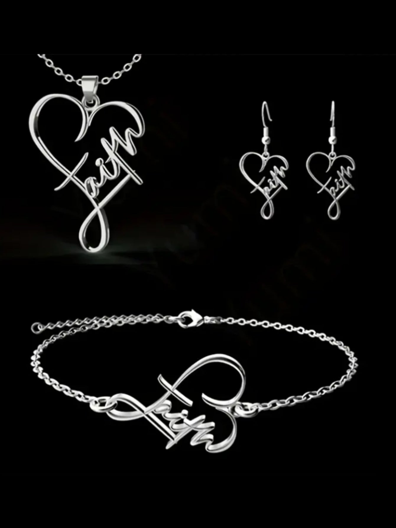 Wholesale stainless steel long heart necklaces earrings