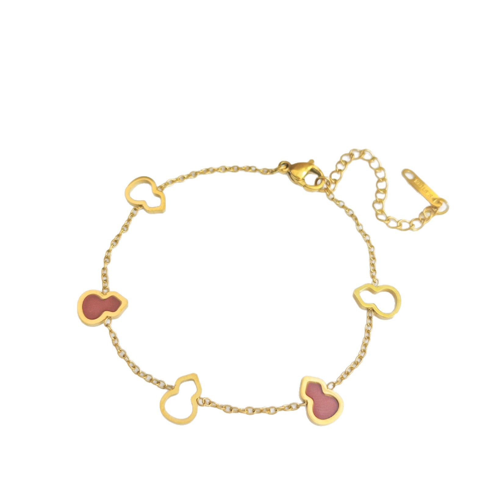 Wholesale Red Gourd Charm Bracelet,  Titanium Steel with Gold Electroplating,  Trendy Jewelry Accessory for Women Everyday Wear