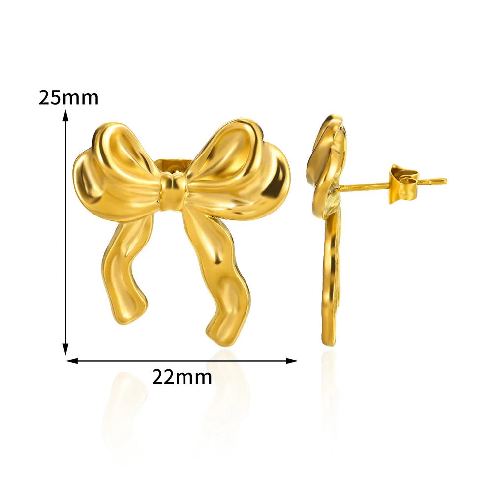 Wholesale  18K Stainless Steel Bow  Pendant Earrings