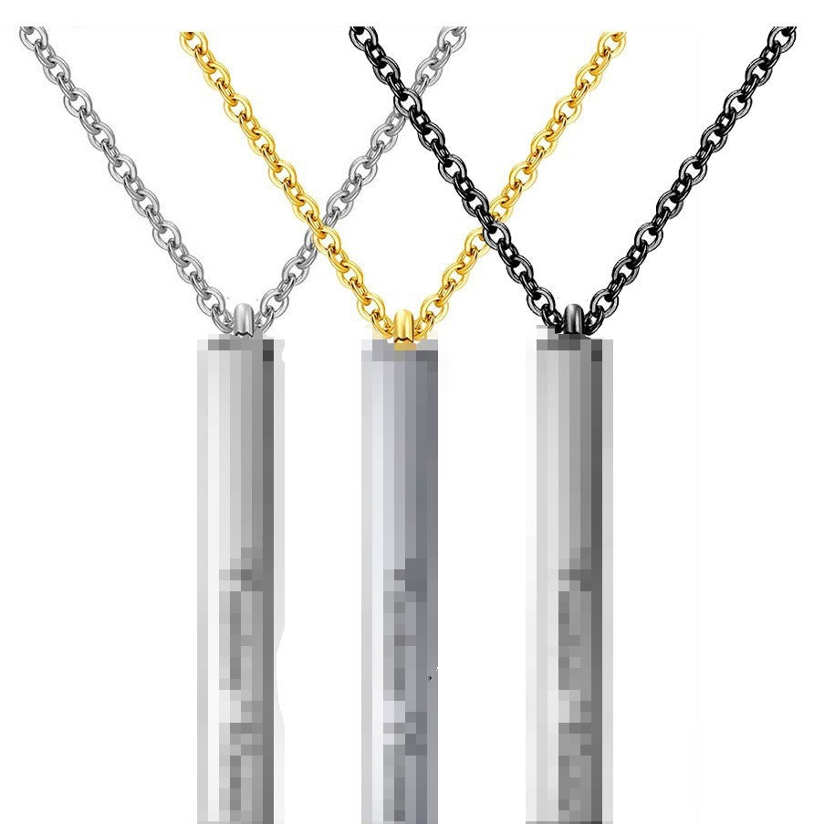 Wholesale long retractable three-dimensional column pendant necklace