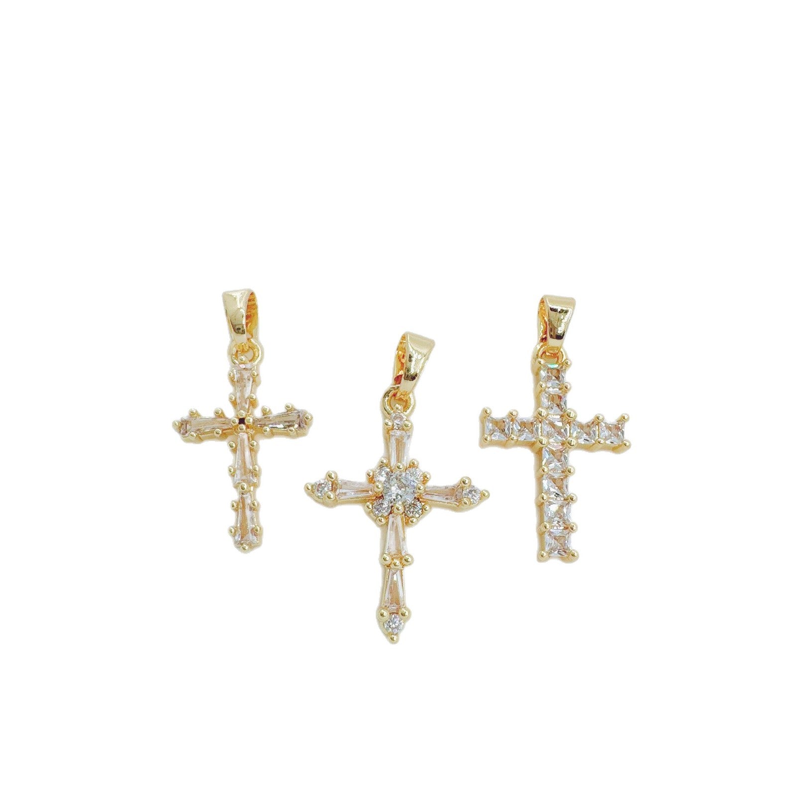 Wholesale French Vintage Cross Pendant Full Rhinestone Boutique Jewelry Gift