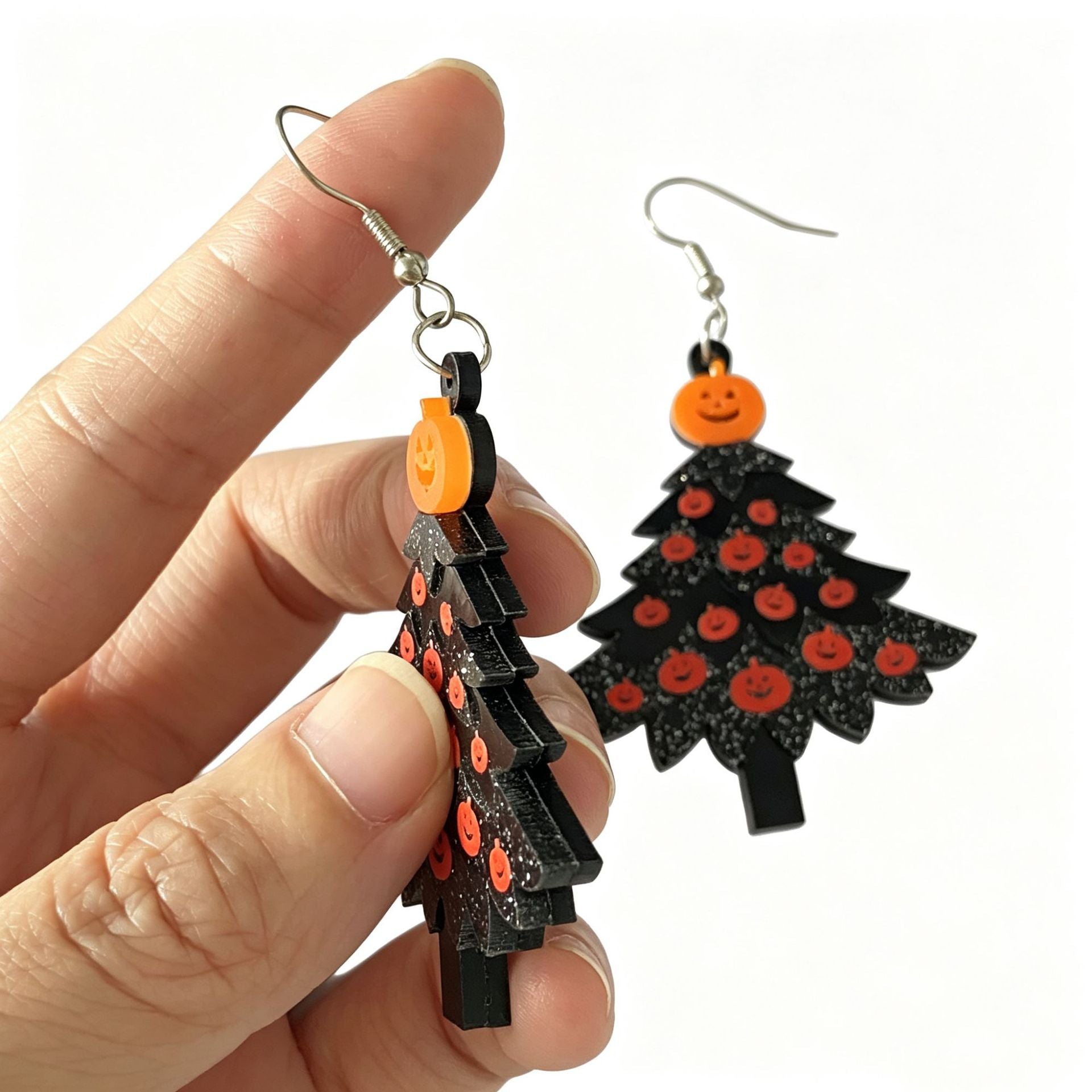 Wholesale Acrylic Earrings Black Pumpkin Skeleton  Christmas Fashion Accessory