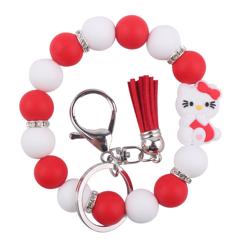 Wholesale  Cartoon Silicone Cat Wrist Keychain