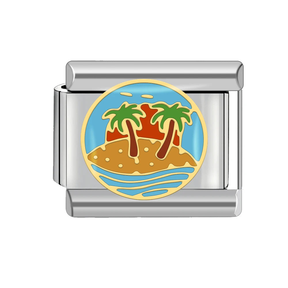 Wholesale Italian Charm Bracelet 9mm DIY Splicing Landscape Pattern Titanium Steel Composable Bracelet