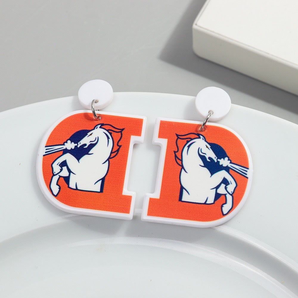Wholesale Acrylic rugby team printed earrings