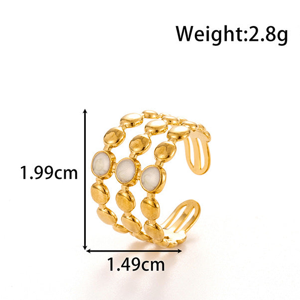 Wholesale line round love oil drop retro titanium steel opening adjustable ring