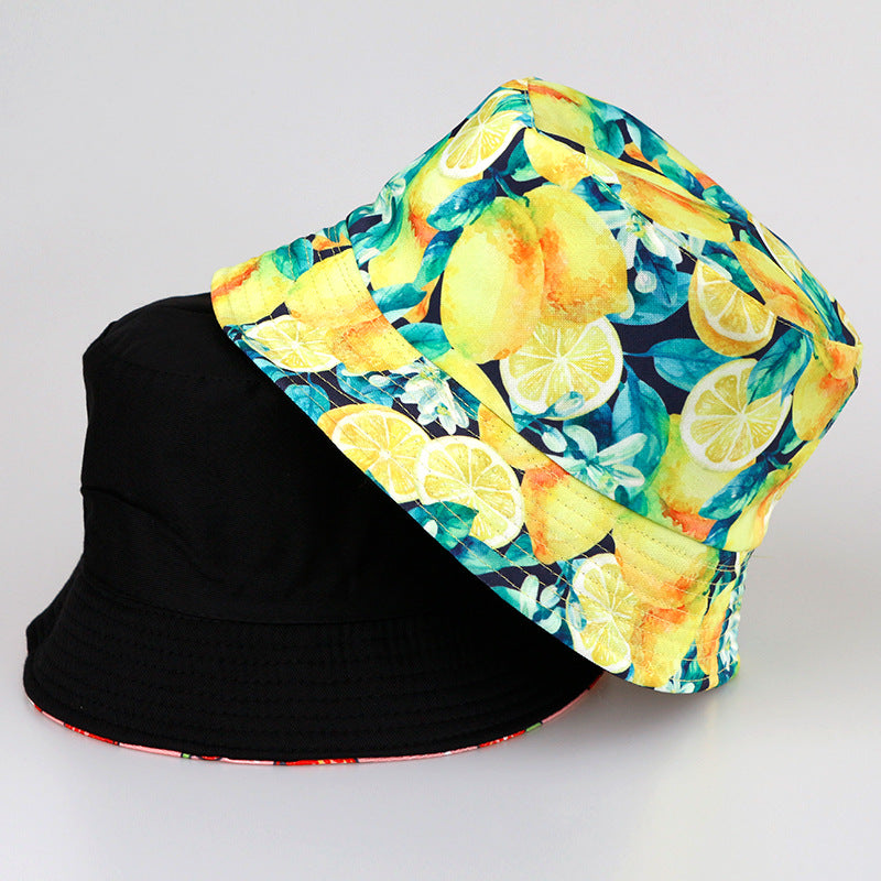Wholesale Tropical fruit double sided wearing printed pot hat outdoor Bucket Hat