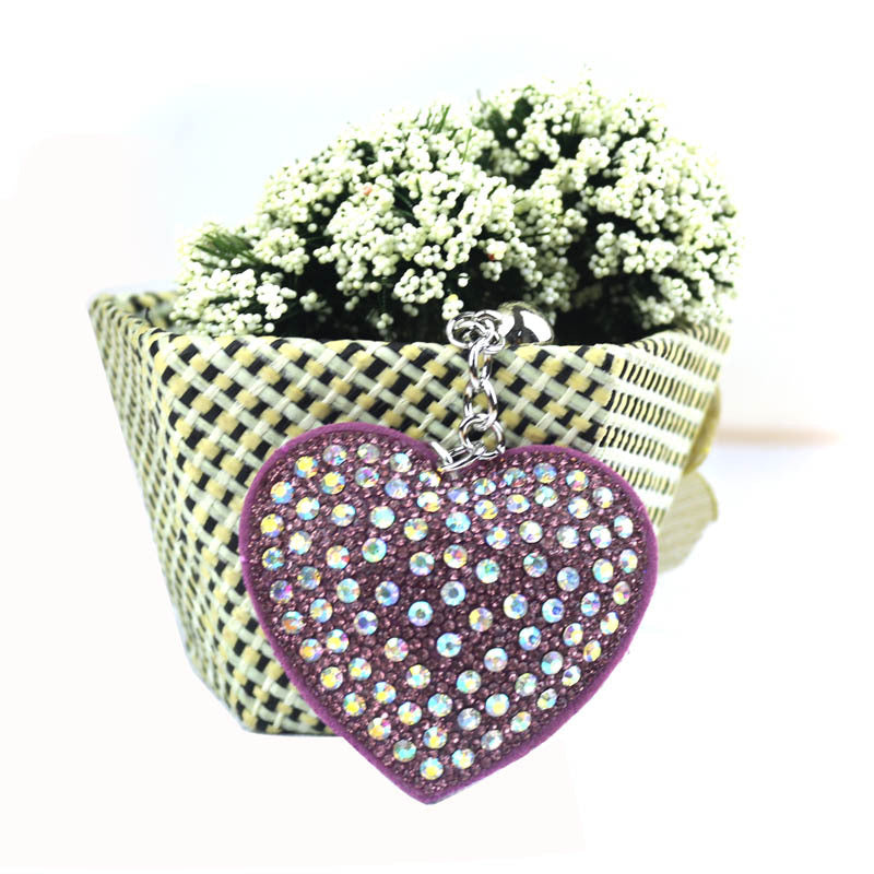 Wholesale  multi-color colored diamond inlaid heart love keychains