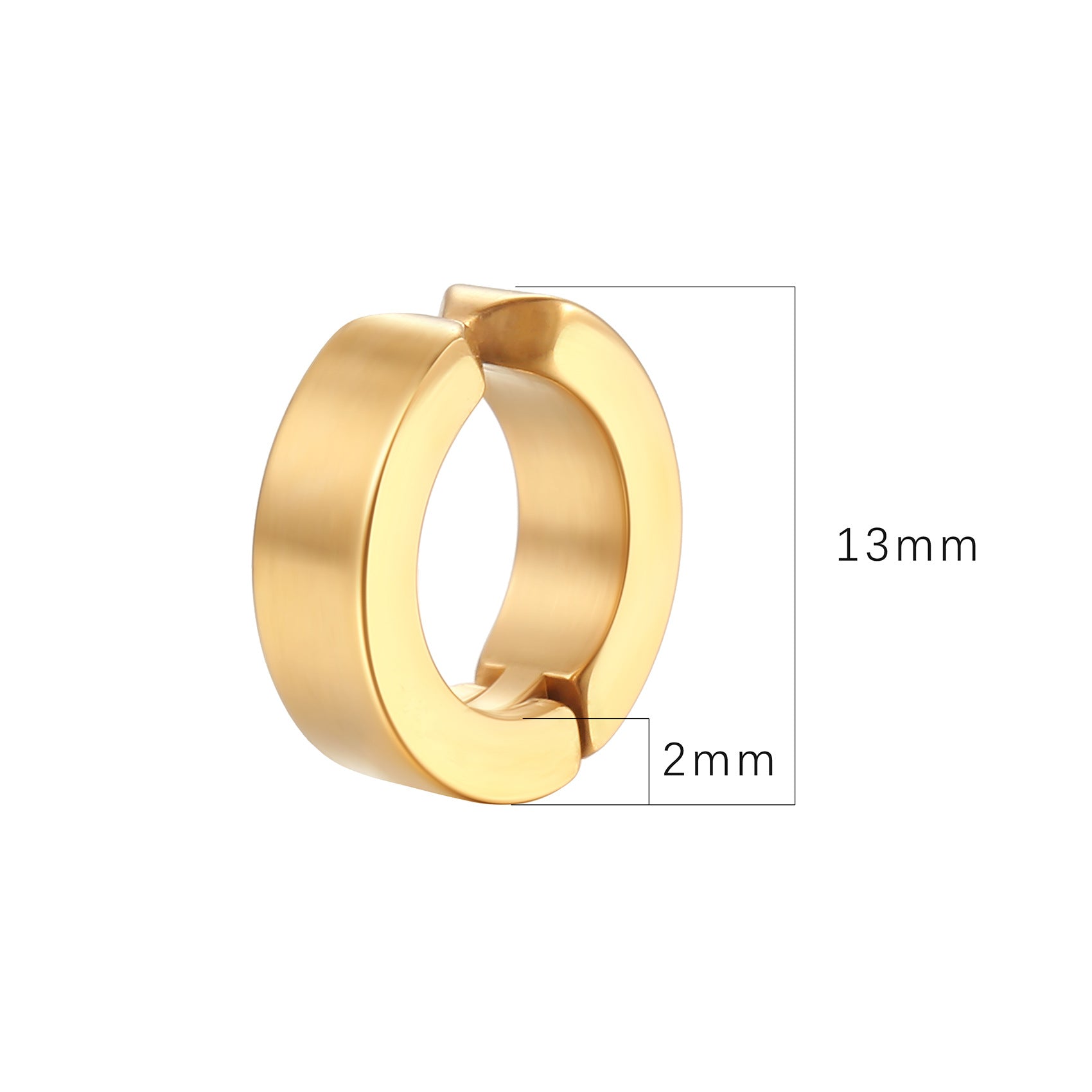 Wholesale punk style men's hole-free round titanium steel flat ear clip earrings