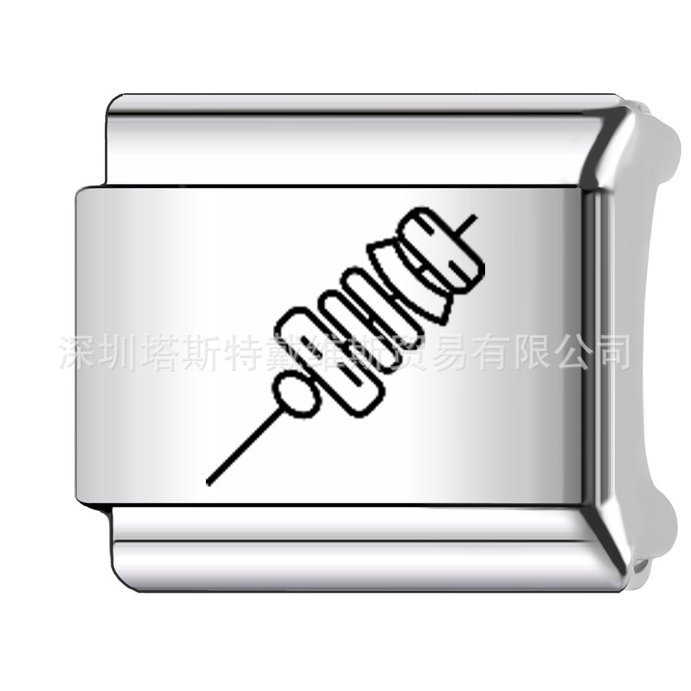 Wholesale 9mm Italian Charm Starter Bracelets DIY square Single Section Creative Stainless Steel Composable Bracelet