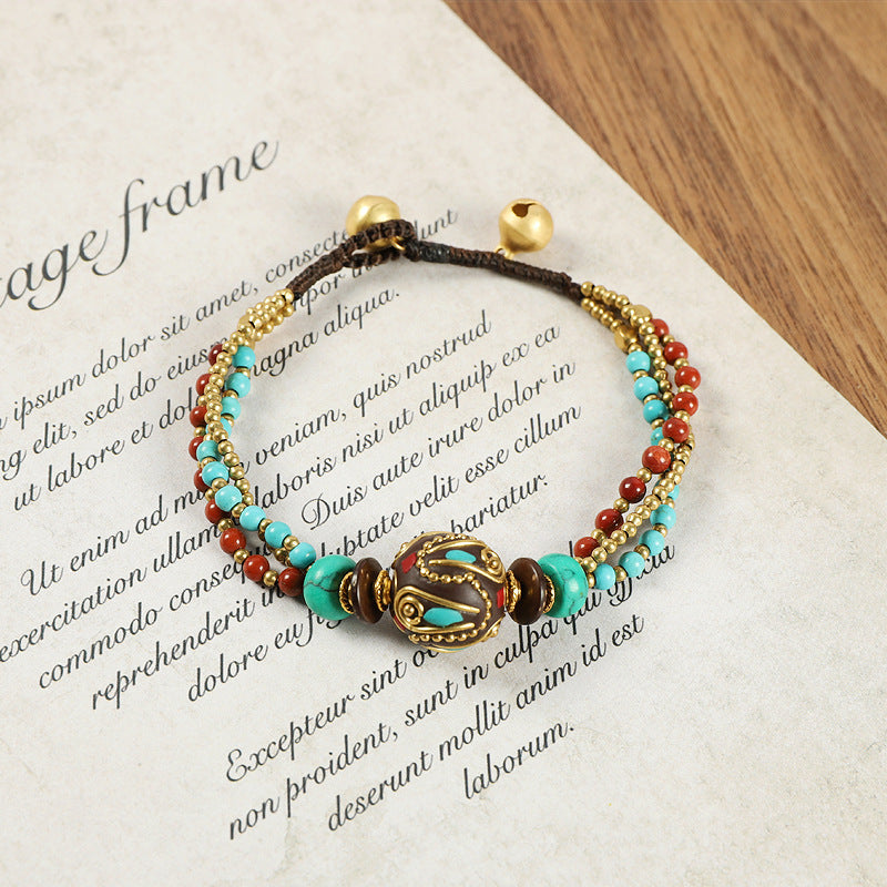 Wholesale Ethnic Retro Tibetan Hand-woven Turquoise Bracelet