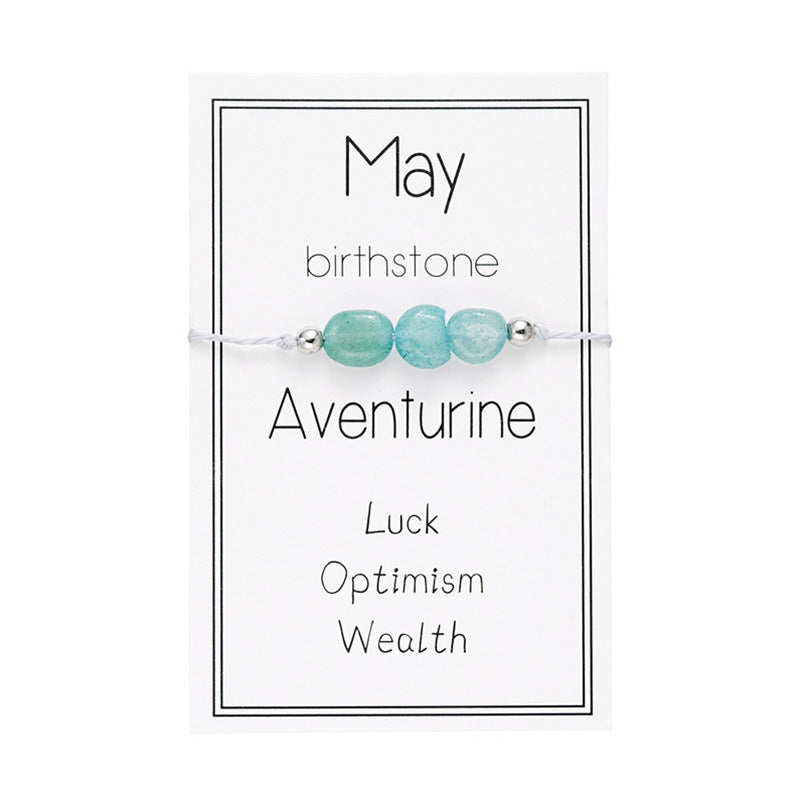 Wholesale irregular stone 3 birthstone card bracelet