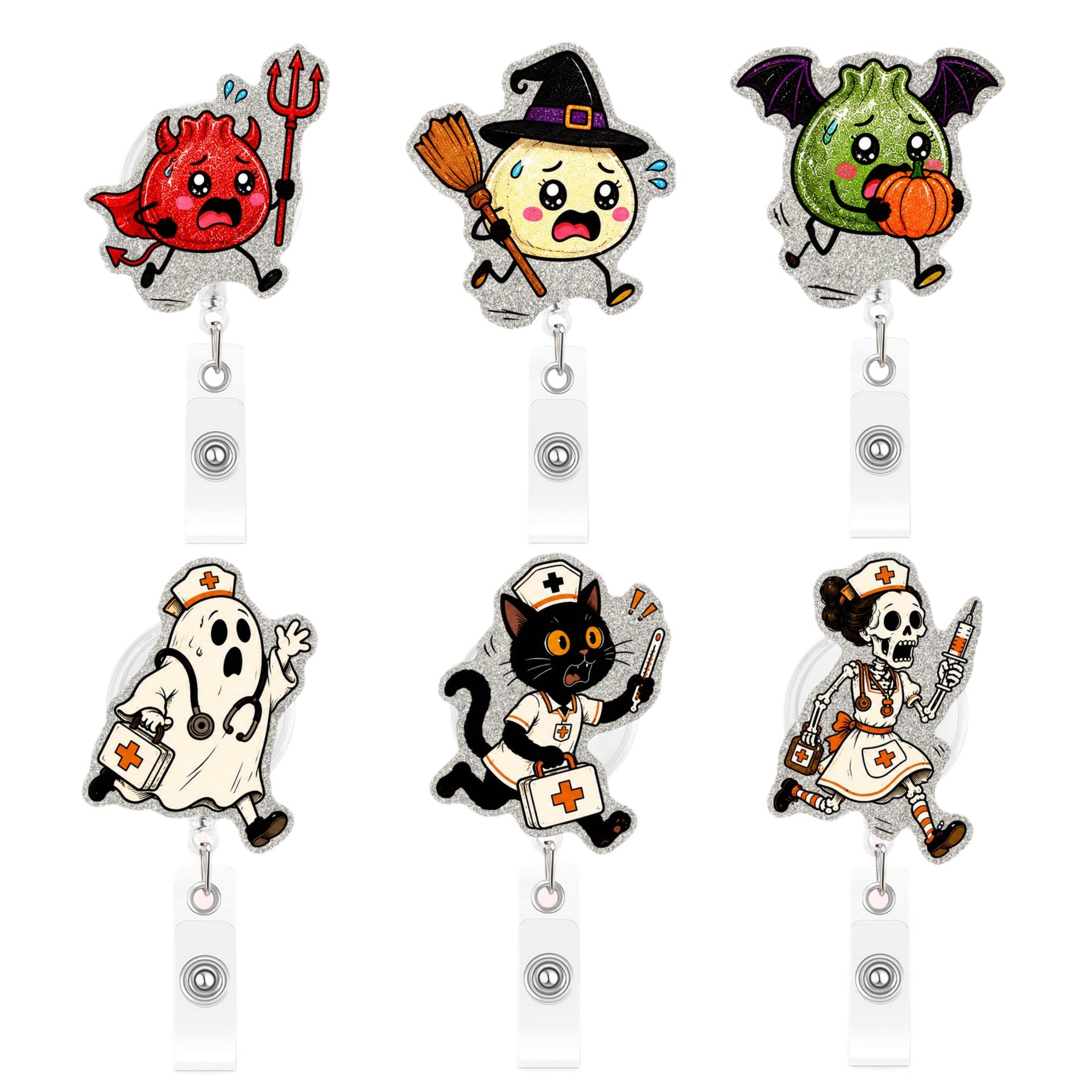 Wholesale Hurry Doctor Series Name Badges with Retractable Buckles,   Medical Staff Easy-Pull Buckles,  Acrylic Glitter Badges and Pendants