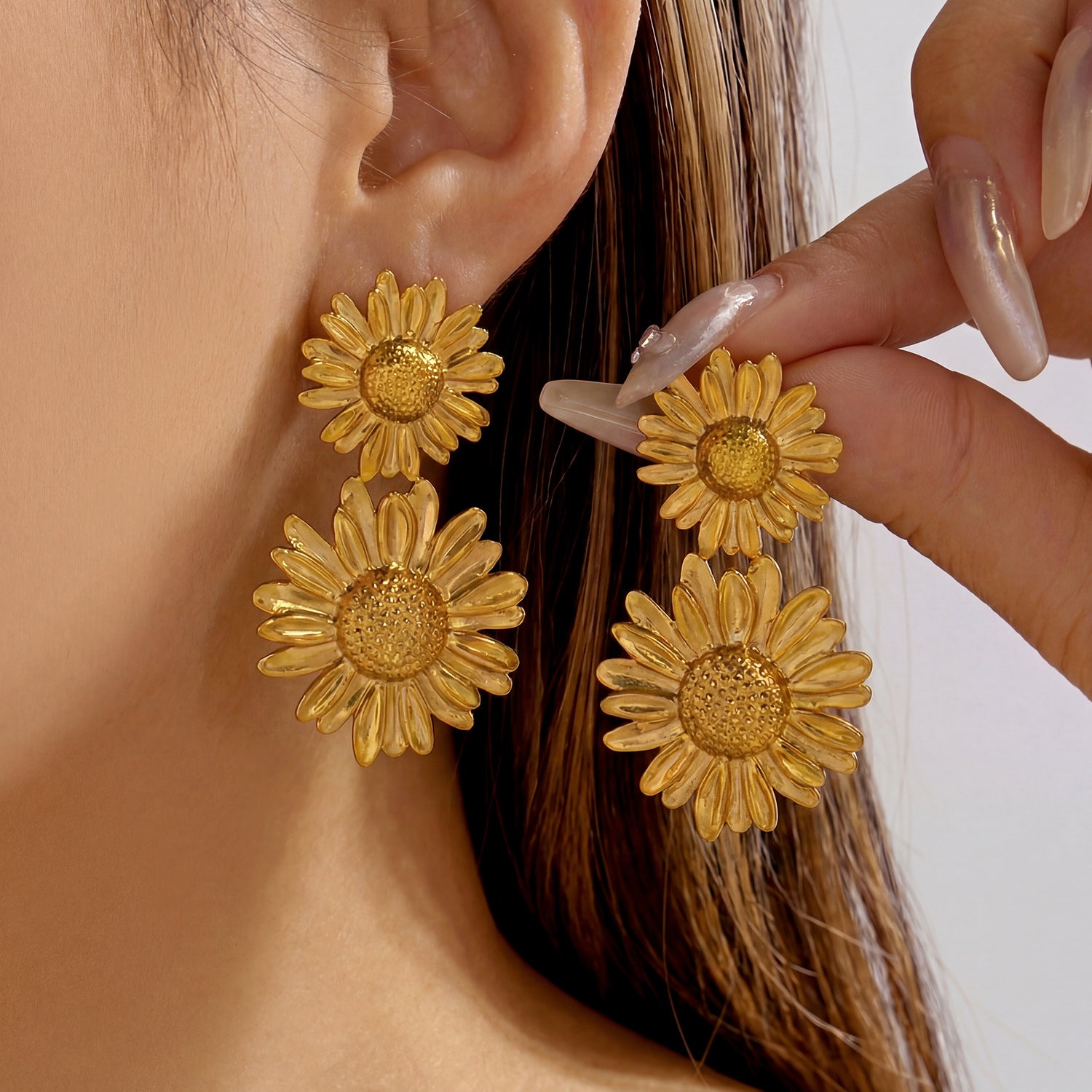 Wholesale Stainless Steel Fashion Earrings Leaf Flower Geometric Design Jewelry Accessory for Women Gift Boutique