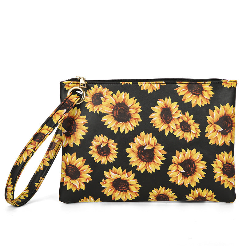 Wholesale Western Style Aztec Leopard Sunflower Clutch Cosmetic Bag Handbag ACC-HB-ChunYan001