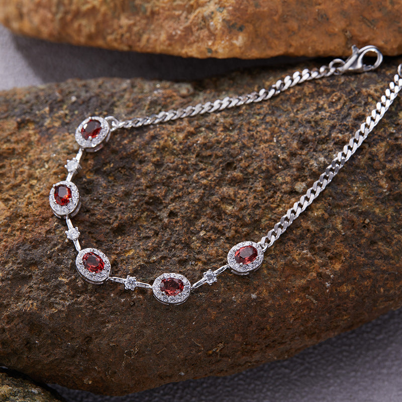 Wholesale S925 sterling silver natural garnet apatite bracelet