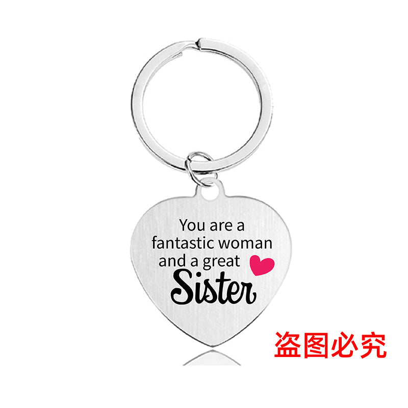 Wholesale Color Printing Family Affection Inspirational Gift Metal Keychain Creative Keychain ACC-KC-Ganggu023