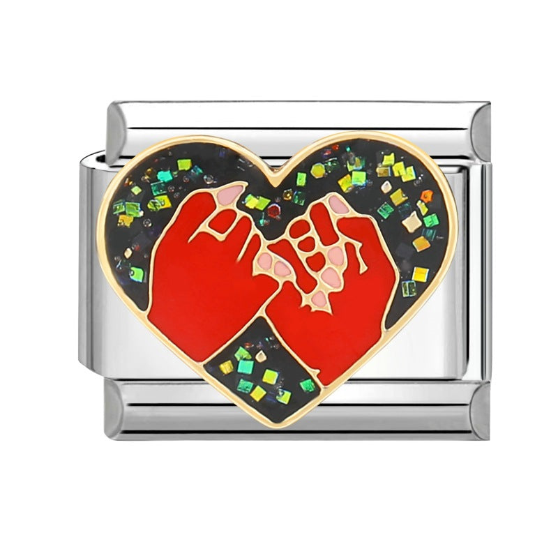 Wholesale Italian modular handmade rainbow heart  DIY Composable Bracelet Charms DIY Bracelets