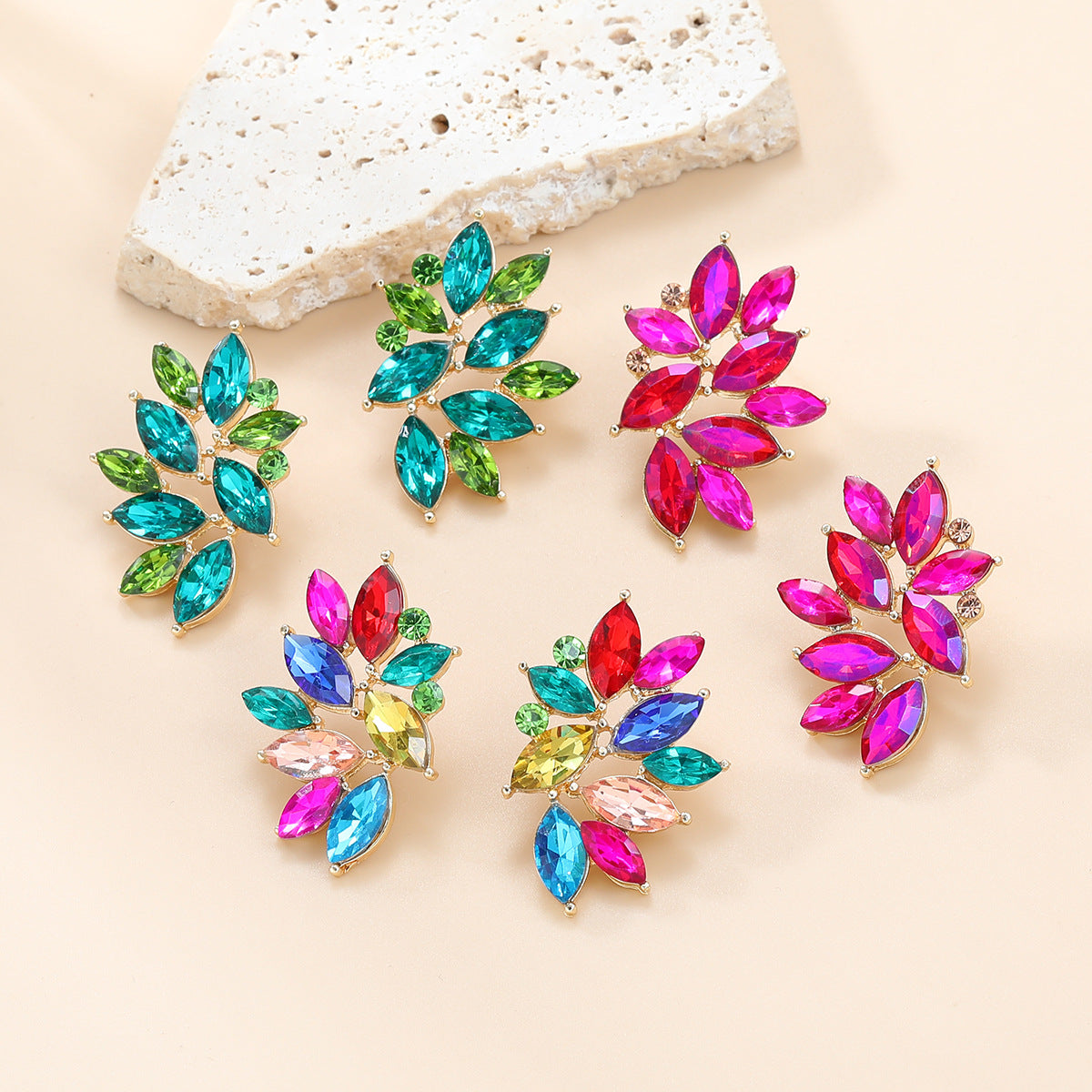 Wholesale Rhinestone Flower Boho Alloy Earrings ACC-ES-JL012