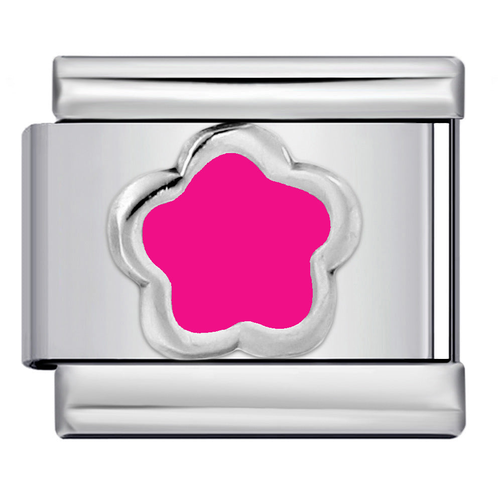 Wholesale Italian Charm Bracelet 9mm DIY Splicing Colored Oil-Drip Petals Stainless Steel Composable Bracelet