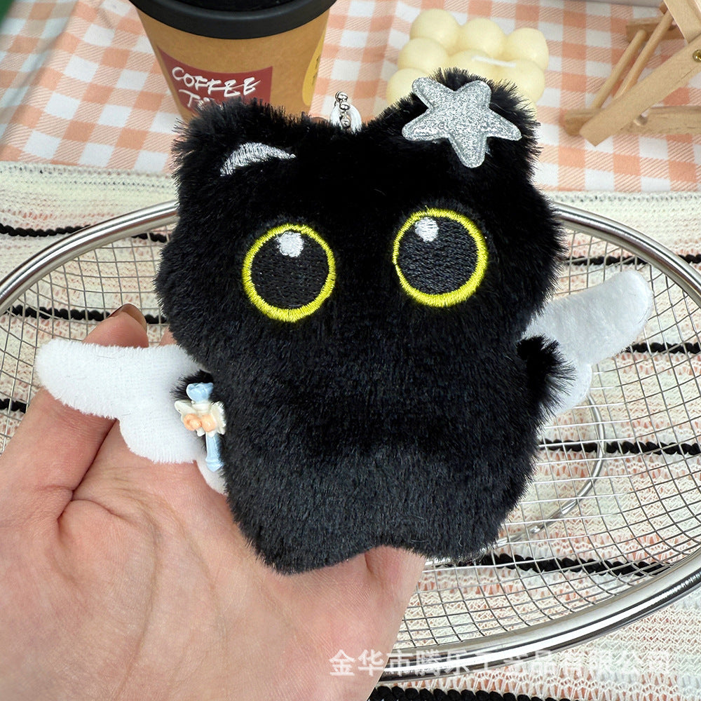Wholesale Plush Cat Keychain with Big Eyes and Fish Pendant Decorative Accessory