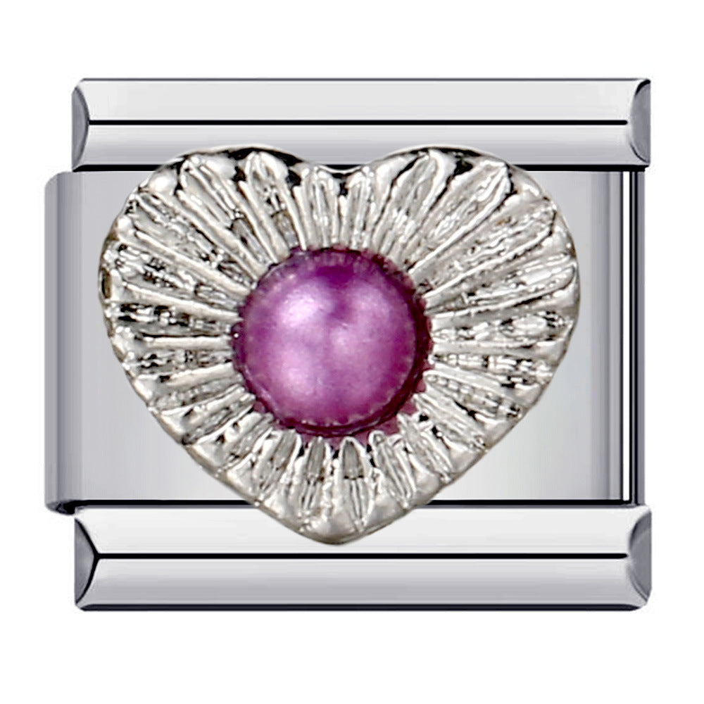 Wholesale Italian Charm Bracelet 9mm DIY Splicing Removable Purple Element Stainless Steel Composable Bracelet