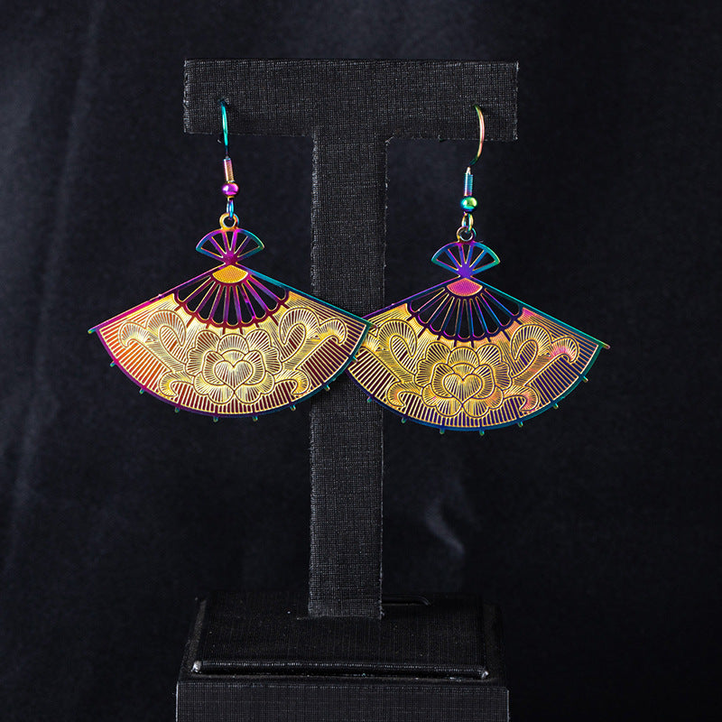 Wholesale Hollow Sun God Colorful Earrings