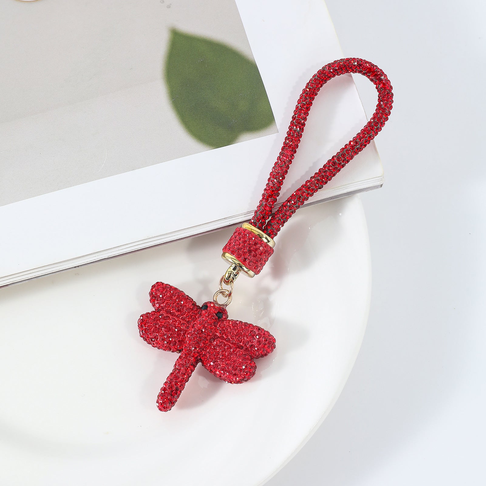 Wholesale ceramic rhinestone-encrusted keychain