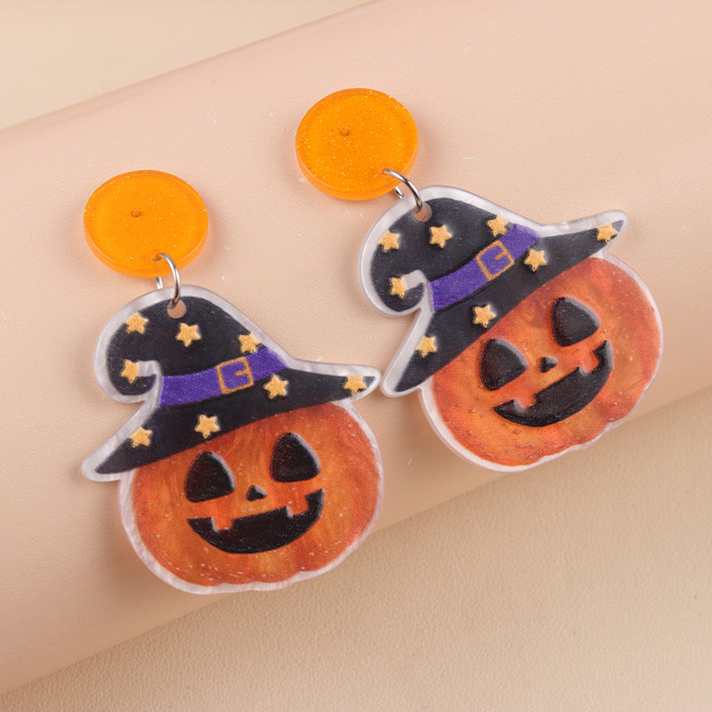 Wholesale   Pumpkin Ghost Diablo Skull Rack Acrylic Earrings
