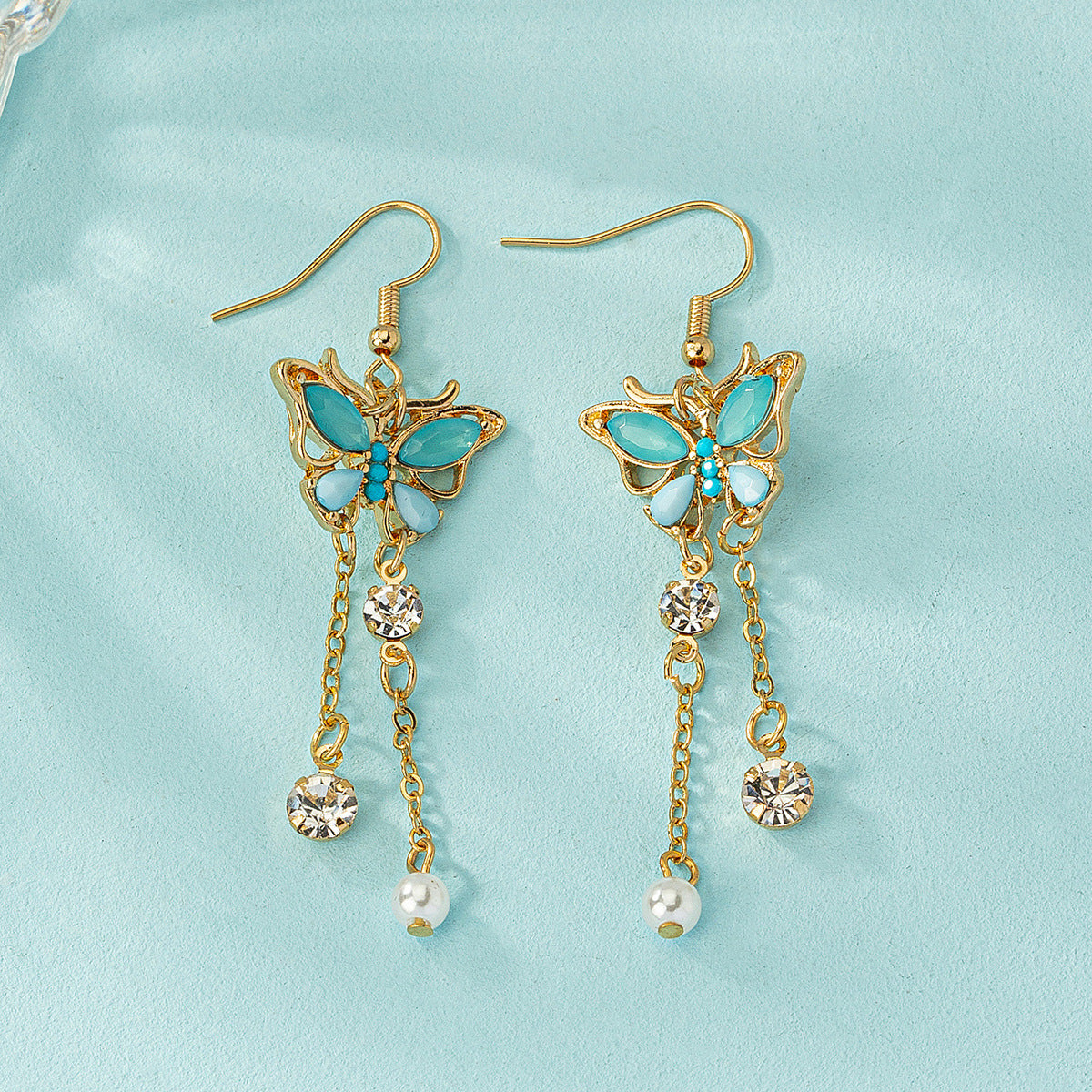 Wholesale Green Zircon Butterfly Alloy Earrings ACC-ES-AYN006