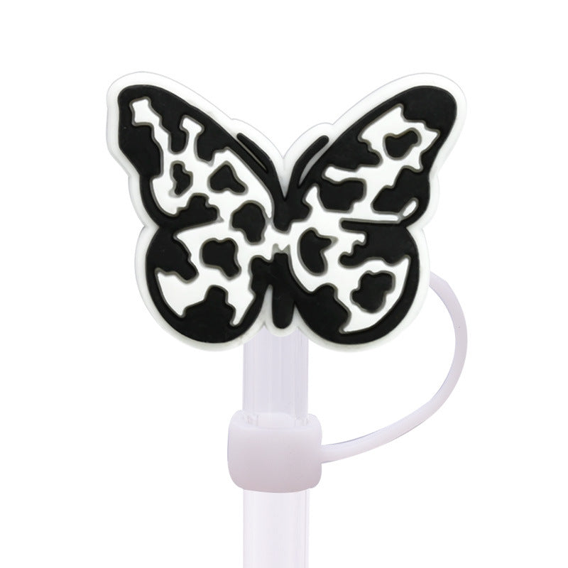 Wholesale Random 100pcs Leopard Series 8/10mm PVC Soft Straw Tube Cap