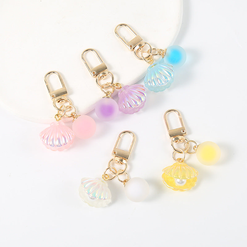 Wholesale Acrylic Colored Shell Keychain Bags and Pendants ACC-KC-HuiMei014