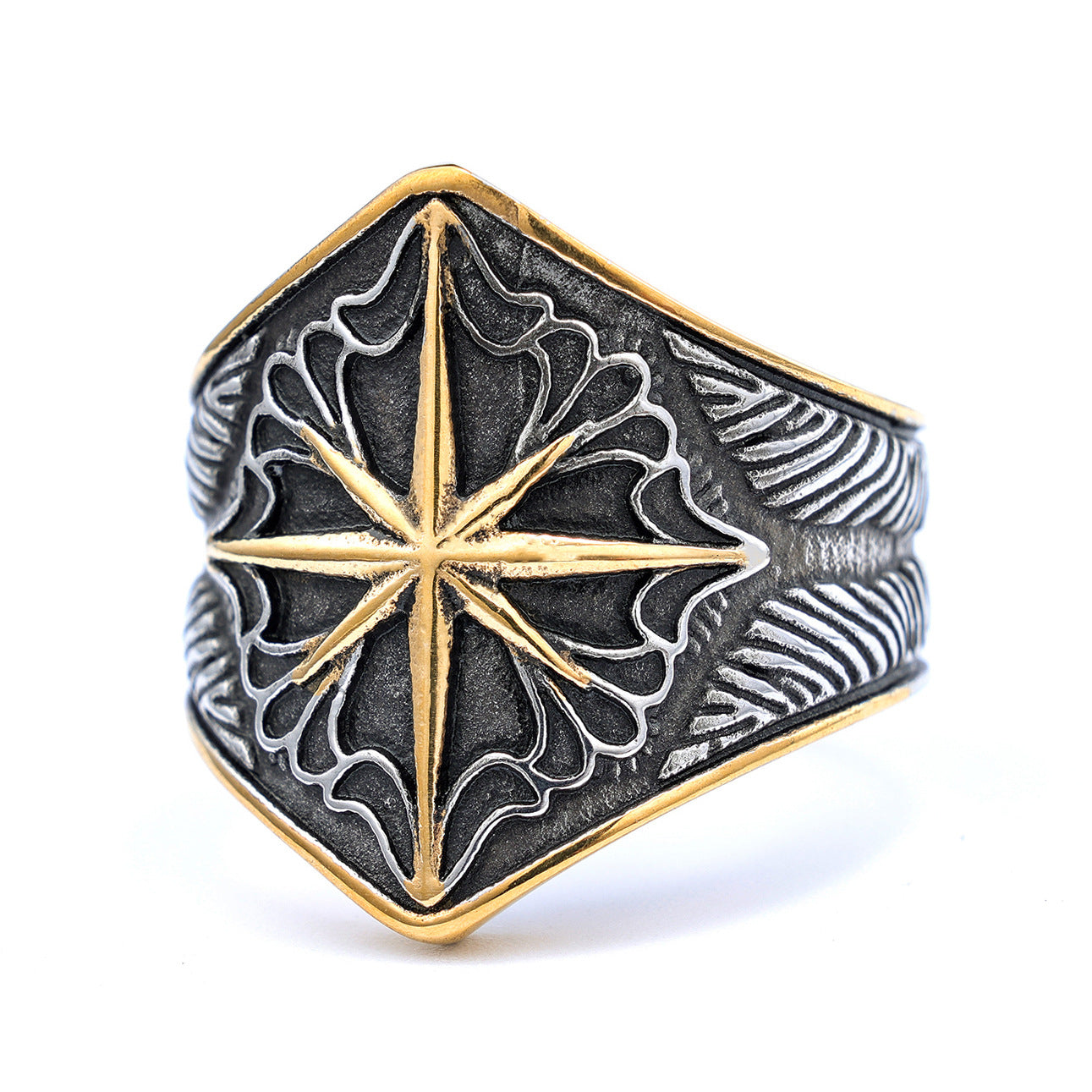 Wholesale Eight-pointed Star Knot Stainless Steel and Titanium Ring ACC-RS-Moer001