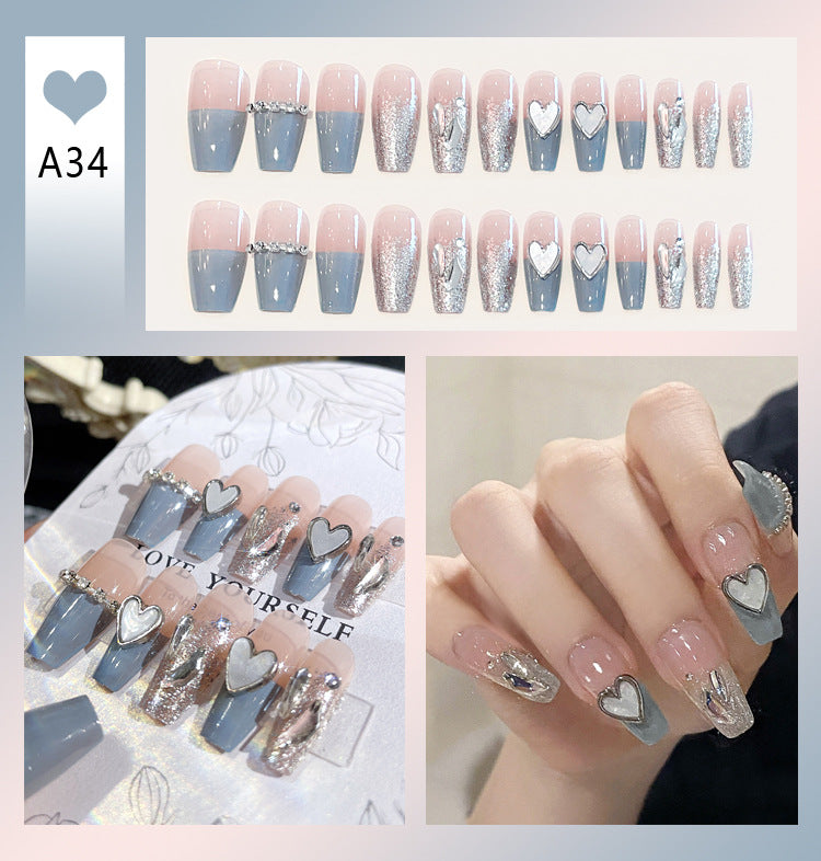 Wholesale 24 Pieces/box Diamond Butterfly Glitter Nail Art Press-on Nails Kits Nail Stickers ACC-NS-DiNa002