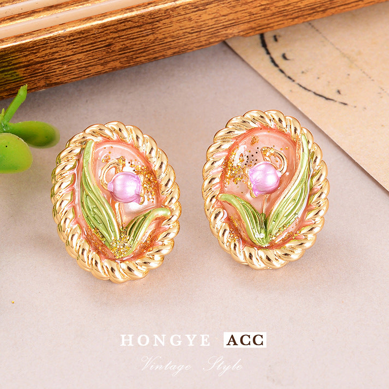 Wholesale Baroque Pearl Earrings  Oil Painting Series Ear Jewelry