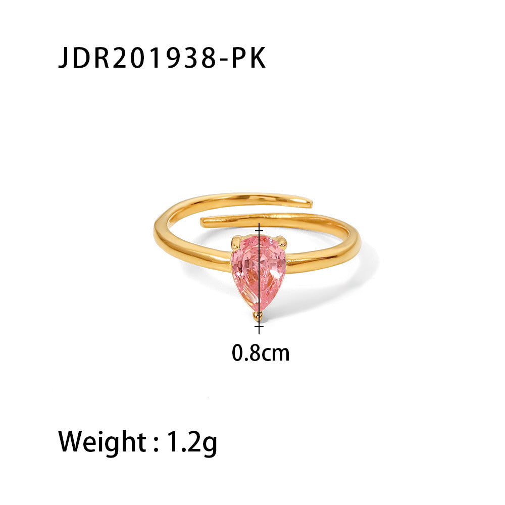Wholesale 18K Gold Plated Stainless Steel Zircon Rings ACC-RS-WanX010