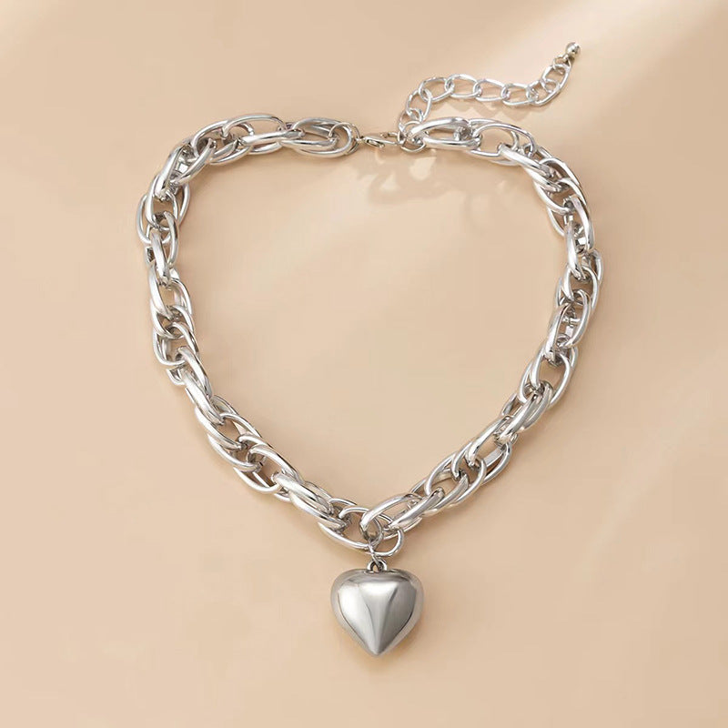 Wholesale Hollow Thick O-Shaped Exaggerated Love Necklace