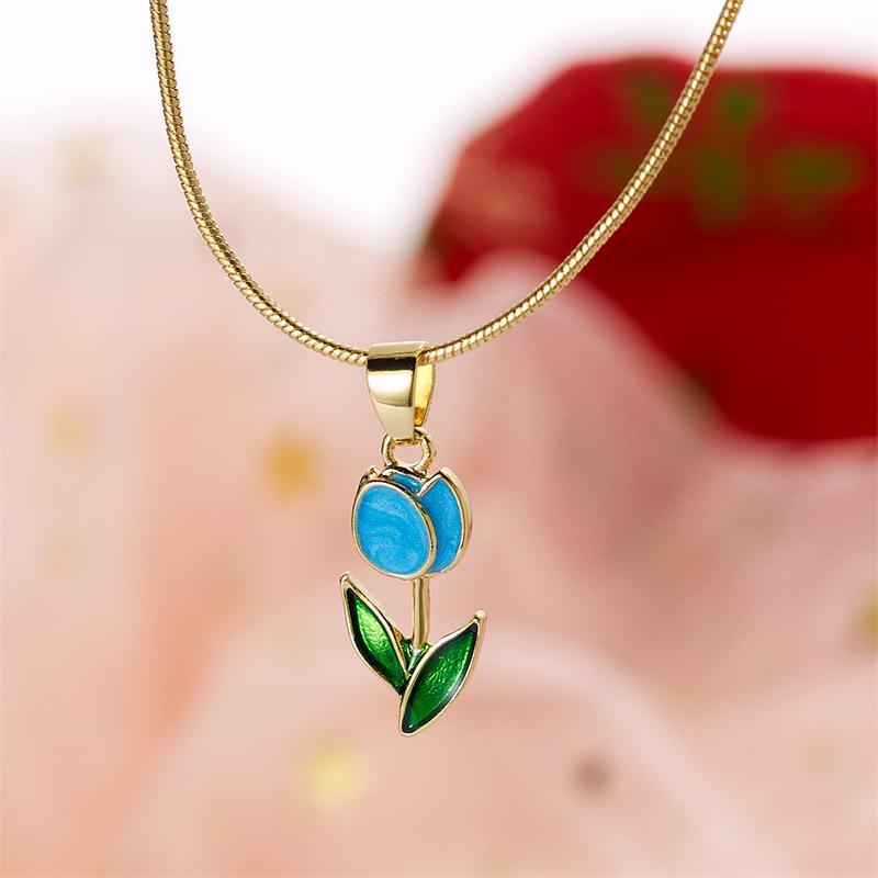 Wholesale  Romantic Tulip Flower Necklace Clavicle Chain