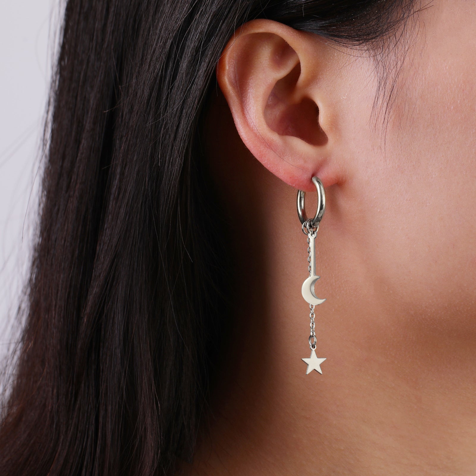 Wholesale Star Moon Pendant Stainless Steel Earrings ACC-ES-QiJu007