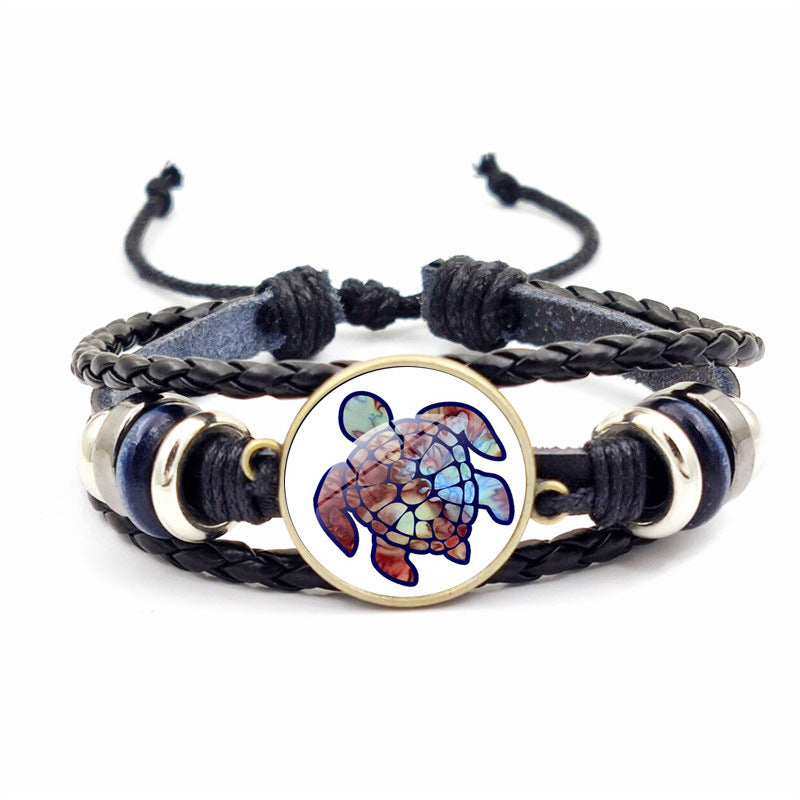 Wholesale Rendering Color Turtle Bracelet Retro Woven Leather Bracelet ACC-BT-JiaYun002