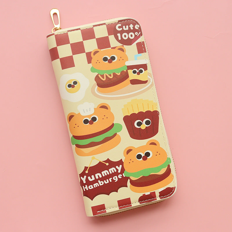 Wholesale Cute Cartoon Hamburger Pattern Long Zipper Wallet ACC-WT-Jumei001