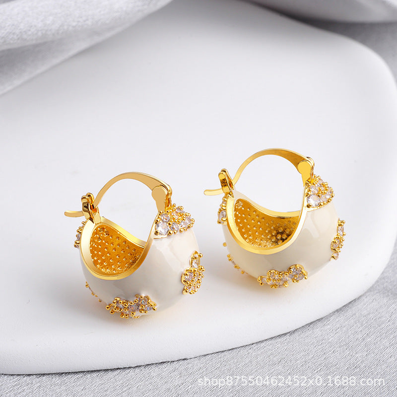 Wholesale red enamel drop oil basket ear buckle  earrings