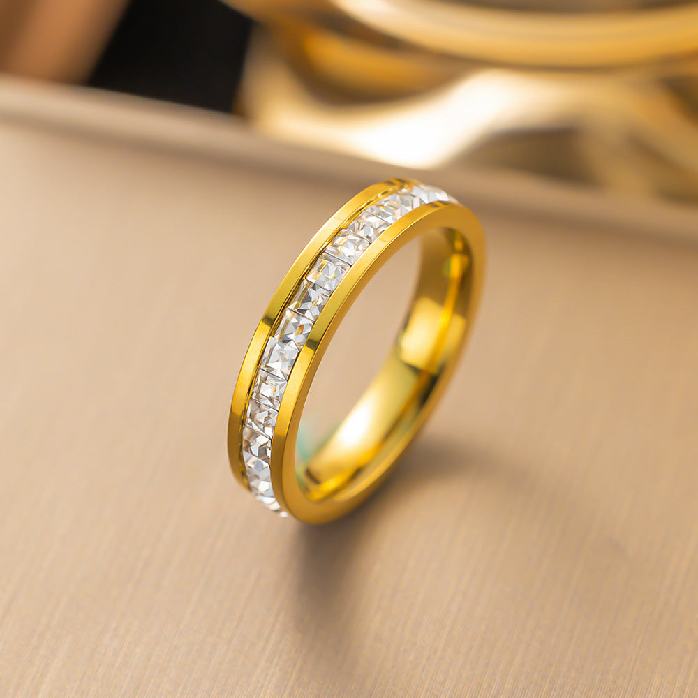 Wholesale Single and Double Row Diamond Ring Titanium Steel Rings Full Diamond Ring ACC-RS-Yibao001