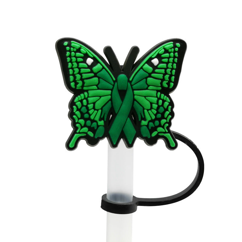 Wholesale 10pcs Personalized Butterfly 10mm PVC Straw Cover Soft Straw Tube Cap ACC-SCR-YiBang014