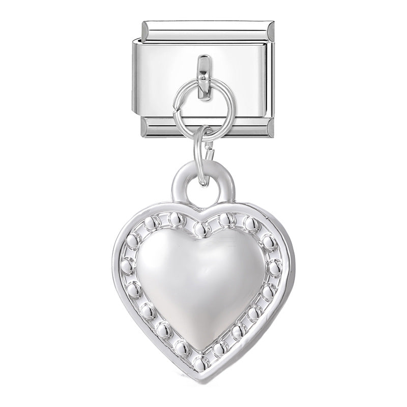 Wholesale 9mm Italian Charm Starter Bracelets DIY Heart Pendant Stainless Steel Composable Bracelet