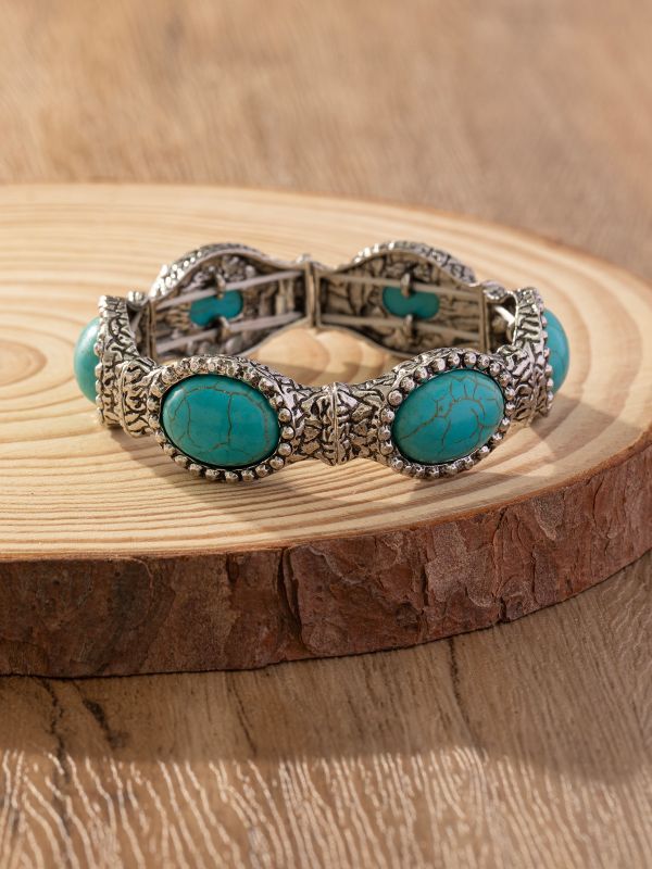 Wholesale Bohemian Oval Pattern Turquoise Bracelet ACC-BT-Gaoz003