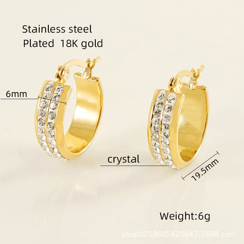 Wholesale Circle Earrings E18K Stainless Steel Diamond Earrings