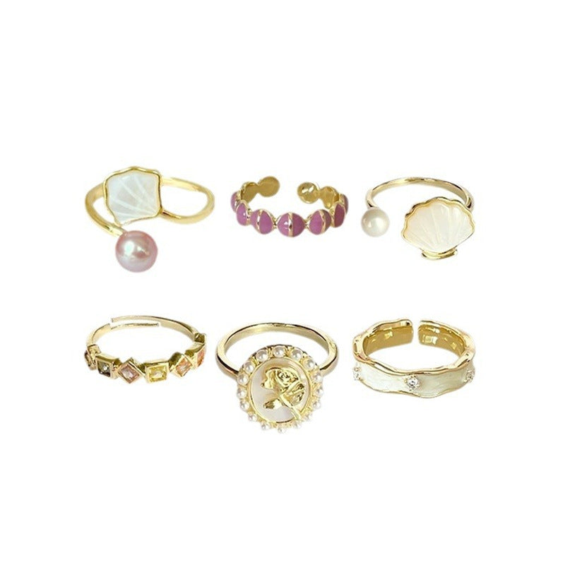 Wholesale French retro colorful zircon ring